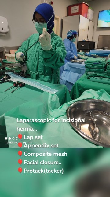 Laparascopic for incisional hernia... 🎈Lap set 🎈Appendix set 🎈Composite mesh 🎈Facial closure.. 🎈Protack(tacker)